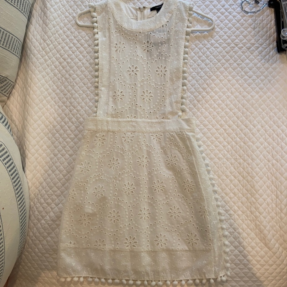Forever 21 white embroidered Pom Pom dress